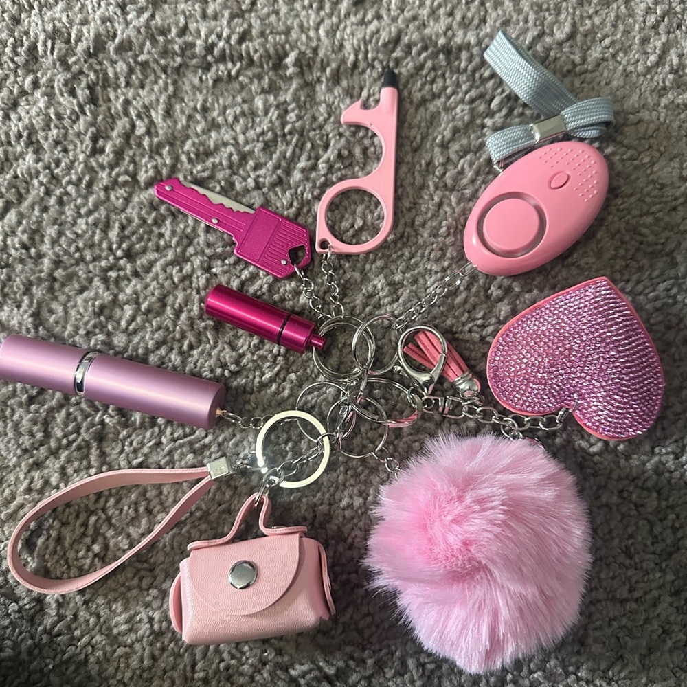 Pink Safety Keychain Set